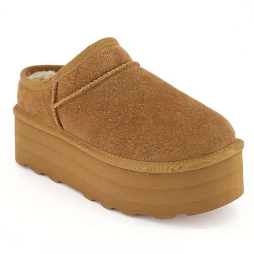 Platform Boots for Women Ultra Mini Ankle Boots Huggy Cozy Slippers with Fur Interior Womens Suede Winter Boots