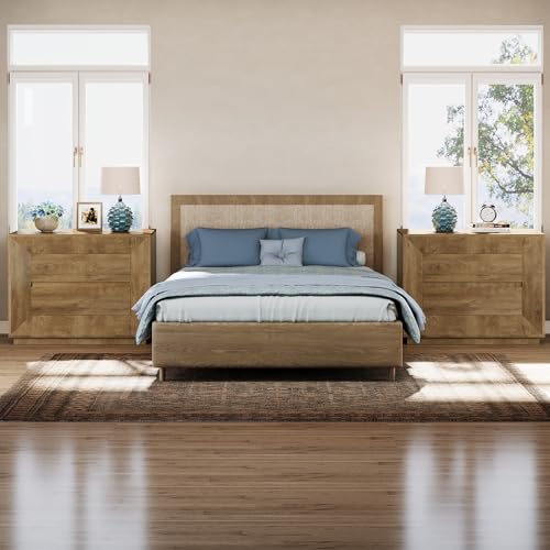 Image of Tribesigns Large Nightstand Set of 2, Oversized Night Stand with 2 Drawers, 35.43 inch Wide Bedside Table Sofa Side Table, Natural Oak
