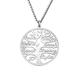 BYFDIY Personalised Family Tree Necklace 1-9 Custom Names Platinum Family Tree Necklace Stainless Steel Tree of Life Pendant Gift for Mom and Grandma Christmas Gift