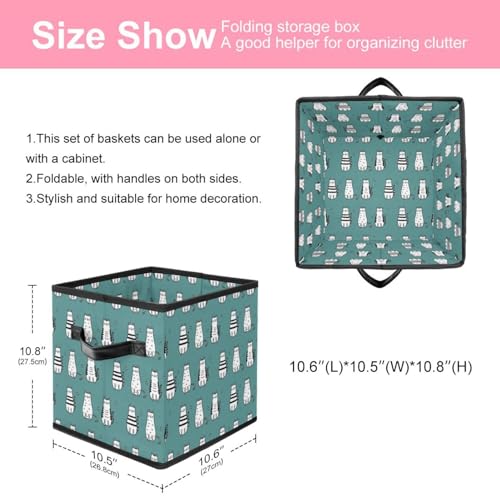 Boîte de rangement pliable chat : cube en tissu avec poignées pour placards