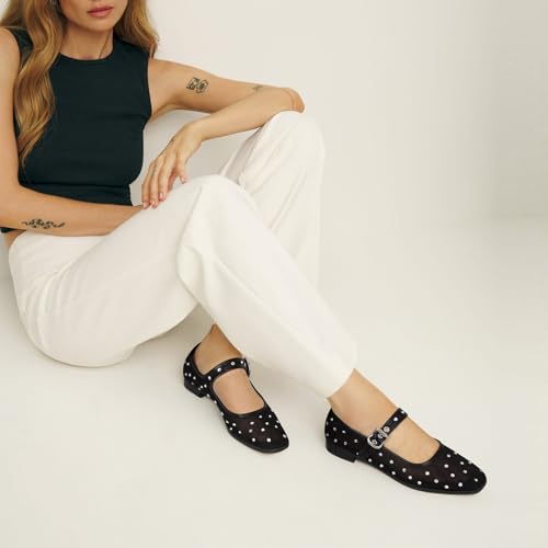 Image of DOEYG Mesh Ballet Flats Shoes for Women Leopard Animal Print Mary Jane Flats Shoes Square Toe Dress Casual Comfortable Velvet Ballerina Shoes