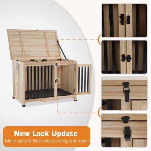 Mcombo Wooden Dog Crate Furniture End Table With Door, No Assembly Portable Foldable Pet Crate Dog Kennel Indoor With Removable Tray 0652 (Medium, Natural) #TOP4