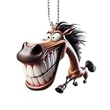 Dekorativer Pferdeanhänger, Pferdeornament für Auto & Fensterschmuck Hängend (Coffee, 8x12cm)