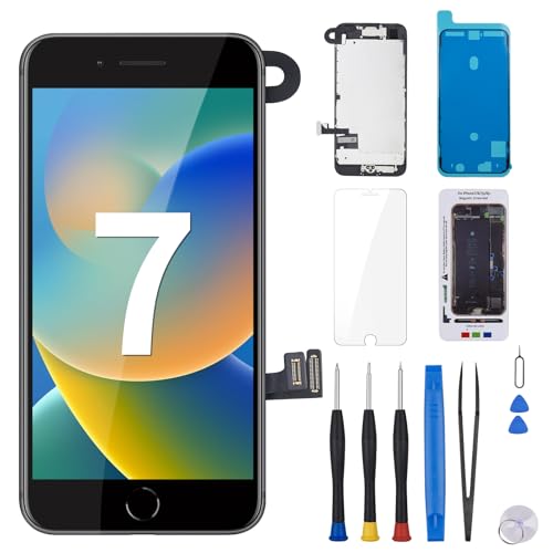 Risidamoy for iPhone 7 Screen Replacement with Home Button 4.7 Black 3D Touch LCD Display Digitizer Full Assembly Fix Tools Magnetic Screw Mat with Front Camera Speaker Repair Kit A1660 A1778 A1779