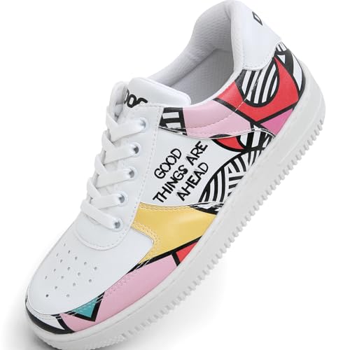 DOGO White Sneakers for Women - Handmade Women's Fashion Sneakers,