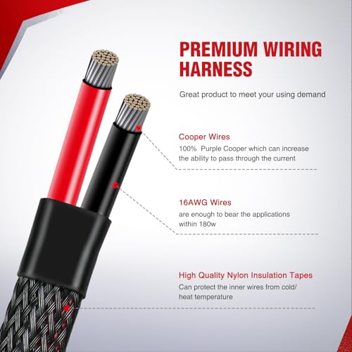 Image of Nilight Wiring Harness Kit Nylon 16 AWG 1 Lead 12V Motorcycle Handlebar Switch On Off Power Relay Blade Fuse for LED Light Bar Off Road Lights on Motorcycles Bicycles ATV UTV