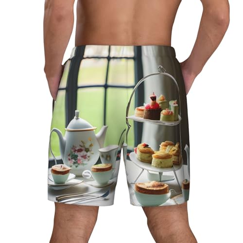 Afternoon Tea Print Men Stylish Functionality Swim Trunks Breathable Beach Shorts Surfing Gym Fishing4