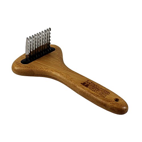 alcott Bamboo Groom Dematting Rake with Stainless Steel Serrated ...