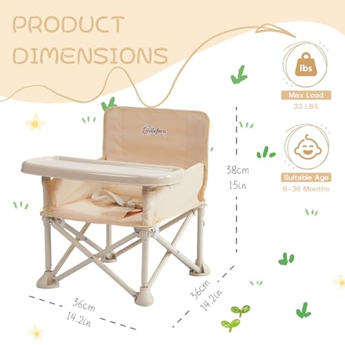 Image of Portable Baby Chair,Portable 3-in-1 Baby Booster Seat with Tray,Folding Toddler High Chair for Travel,Camping, Home & Dining, Easy to Clean & Store, Safe with Child Safety Belt Carry Bag(White)