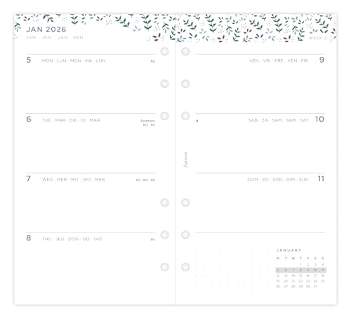 Filofax Personal Garden week to view 5 language 2026 diary 26-68492