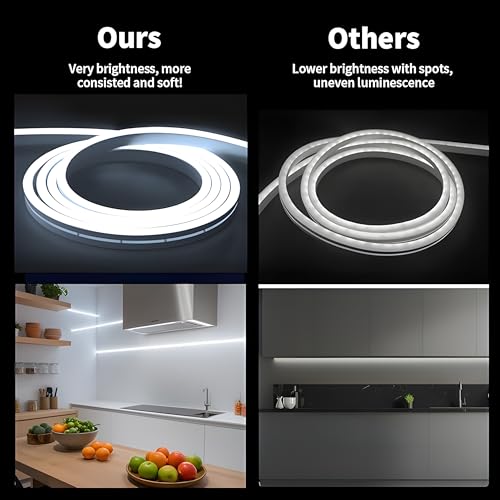 Image of 16.4 Feet LED Neon Strip Light | 12V Adapter, Waterproof IP65, Silicone Flexible Rope Light for Home Wall Decor & Gaming Room| Led Strip Lights | Neon Lights 5 Meter | (White)
