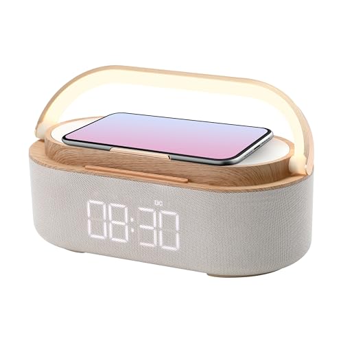 RED5 Light Up Compact Wireless Charger Dock Stand Bluetooth Speaker Alarm Clock - Image 4