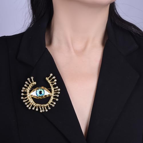 Image of Good Luck Evil Eye Brooch Pin Vintage Lucky Charms Turkish Eye Brooch for Women Men Coat Suit Dress Accessories