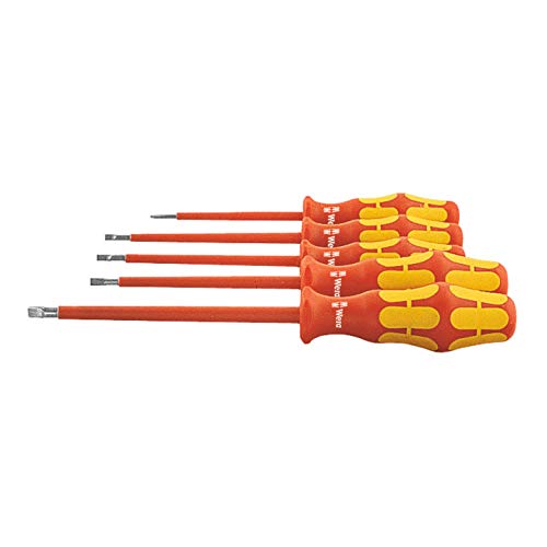 Wera Elektriker-Schraubendreher-Satz, vollisoliert, Kraftform-Heft, 5-teilig, Schlitz, für Elektroinstallation und Reparaturarbeiten