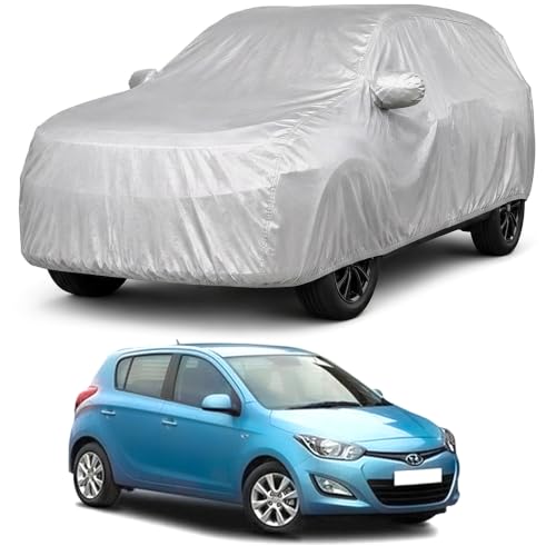 Image of AutoStory i20 Car Cover | Dustproof Lightweight Car Body Cover | Custom Fit for Hyundai i20 2008-2014 | Mirror Pocket | Lightweight | Indoor & Outdoor | Mirror Pockets, Elastic Bottom