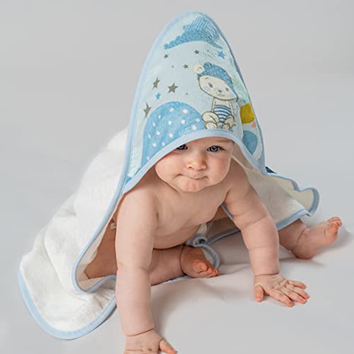 Image of Premium Cotton Baby Hooded Towel - Teddy Bear