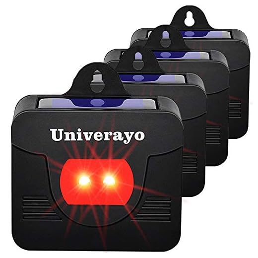 Univerayo Coyote Deterrent Solar Predator Control Light Deer Repellent Device for Nighttime Animal Repeller Fox Skunk Repellent Raccoon Deterrent for Outdoor Garden Yard Chicken Coop - 4 Pack