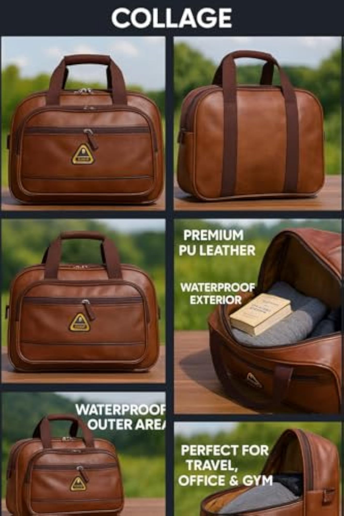 Mophonics PU Leather Waterproof Travel Bag, Brown