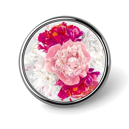 ピンバッジ ブローチ 合金製 美しい 牡丹 花柄 和風 ピンバッチ バッジ アクセサリー 丸型 おしゃれ 飾り物 ギフト プレゼント