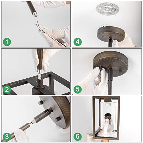 Mayna Industry Pendant Light, Brown Hanging Pendant Lights Kitchen Island With Clear Glass Shade, Pendant Lights For Cafes, Farmhouse, Living Room，Restaurant，Hallway #TOP6