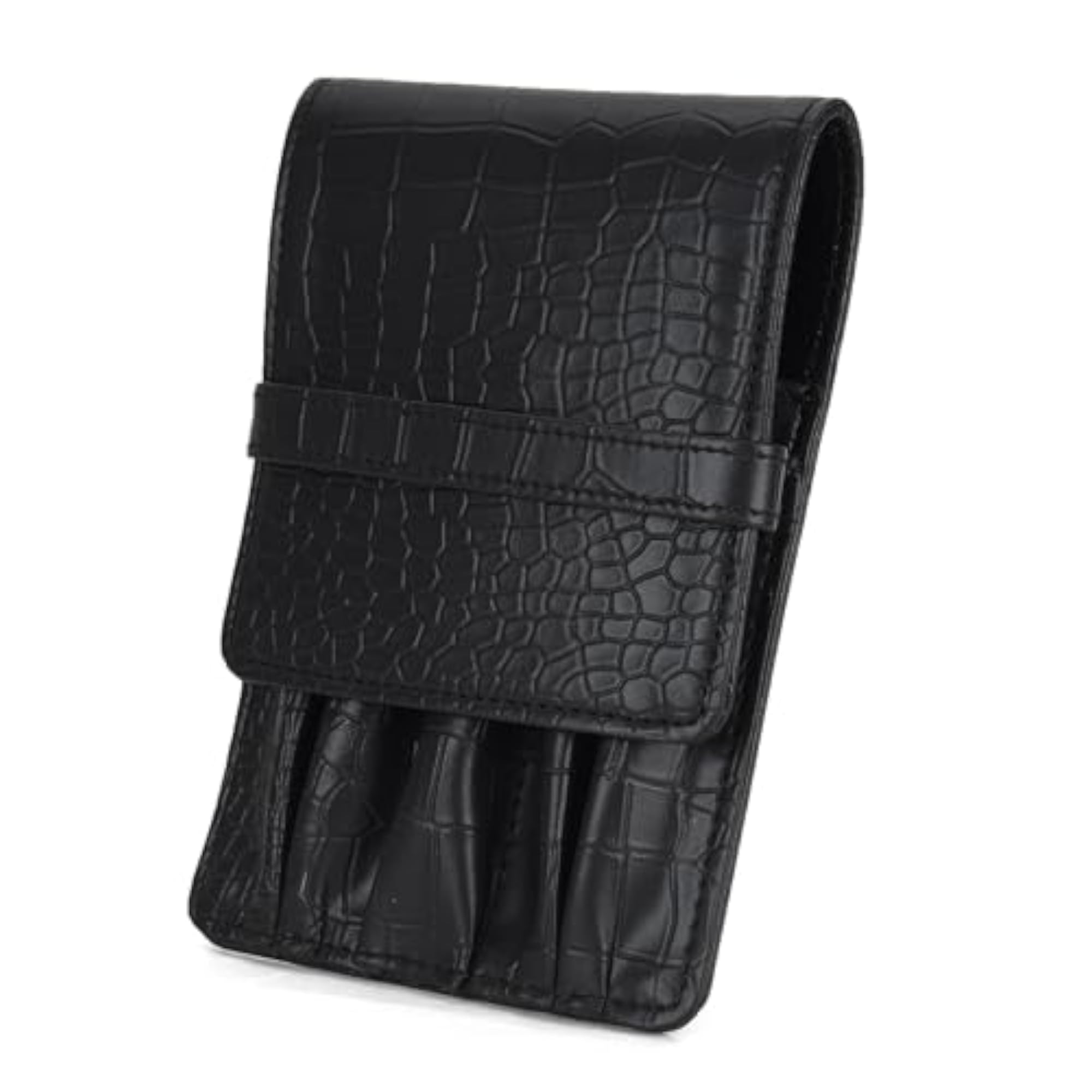 PU Leather Pen Holder for 5 Pens, Colour Croco-Black