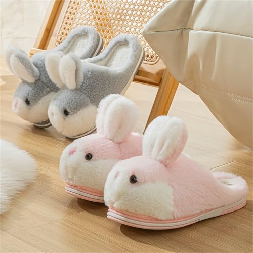 YILANLAN Women's Cute Bunny Animals Slippers Interesting Comfortable Furry Slippers Soft Plush Winter season Keep warm Home Slippers3