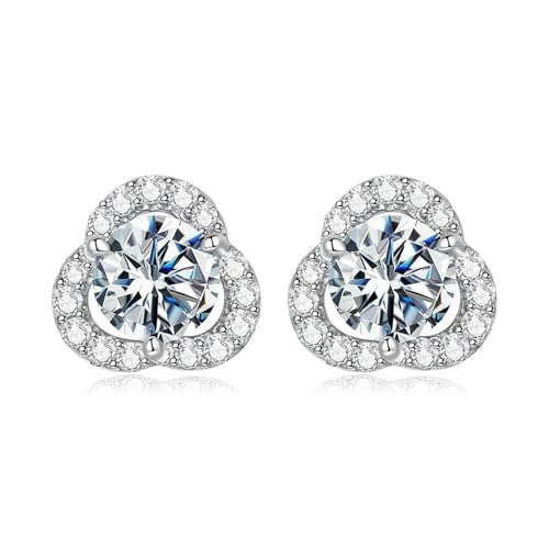Boucles d'oreilles moissanite diamant laboratoire Vvs1 clou fleur de trèfle bijoux femme