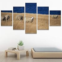 SIGNWIN 5 Panel Canvas Wall Art Animals Expressionism Group Modern Artwork for Home Decorations Ready to Hang - 60
