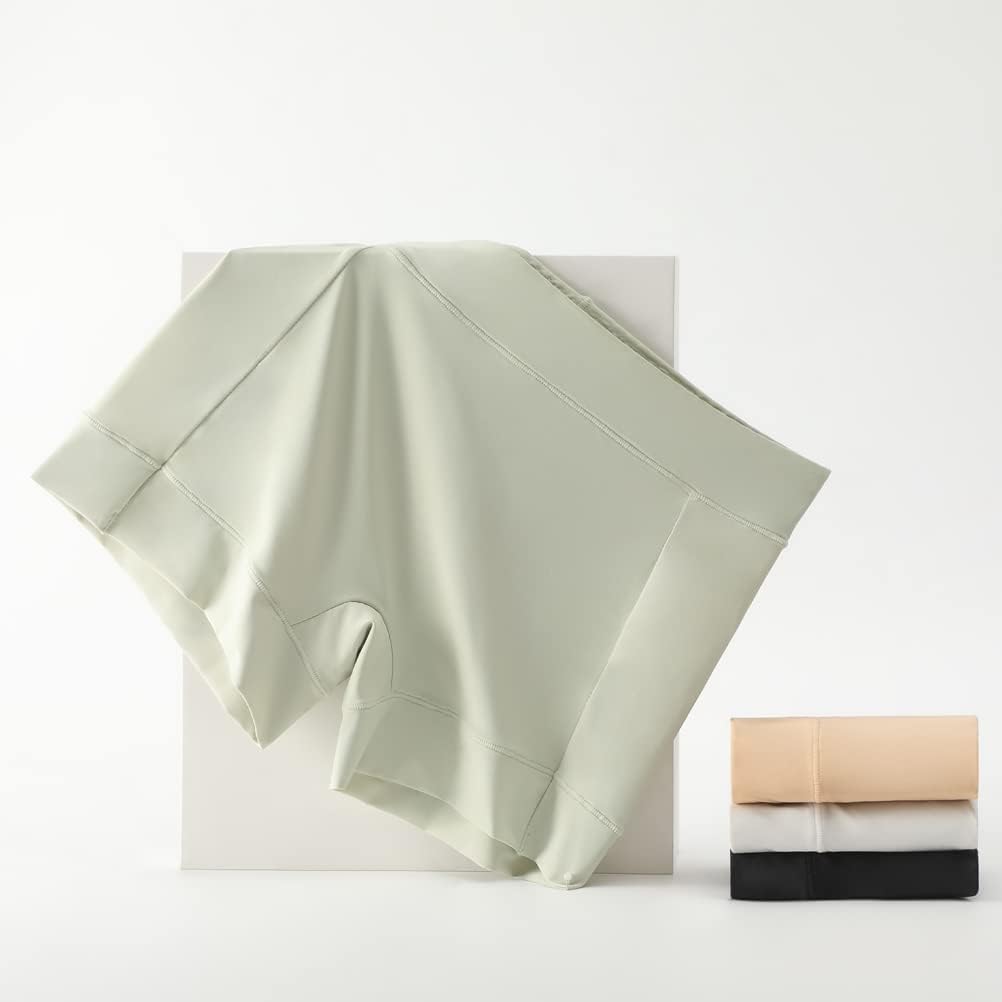 Women Soft Seamless Boyshort Underwear Ladies 4 Pack No Show Invisible Under Dress Nylon Boy Shorts Panties (Medium, 4Colors) - Image 4