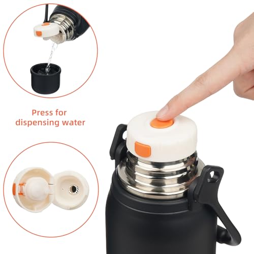 Image of Konokyo 40oz Thermos for Cold Drinks, Insulated Water Bottle, Black