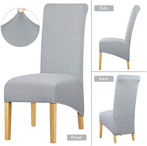 Leorate Dining Chair Slipcover XL Size High Back Chair Cover Stretch Spandex Chair Protector for Wedding Party Banquet Hotel Home Decor Grey 6 pieces