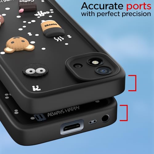 Image of Pikkme Back Cover for Realme C20 | Cute Fun Cartoon 3D Bear Silicone Full Body Protection Bumper Case (Black)