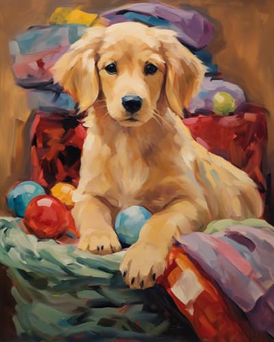 ZMHZMY Dog Paint by Number Kit for Adults,Golden Retriever,Digital Painting