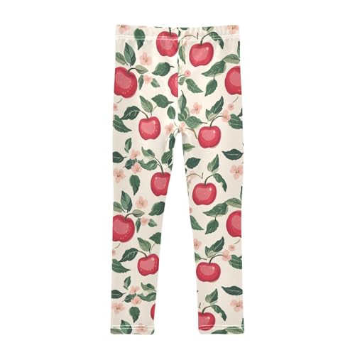 Cute Apple Girls' Leggings Toddler Doodles Green Leaves Kids Yoga Pants Dance Active Tights 4T2