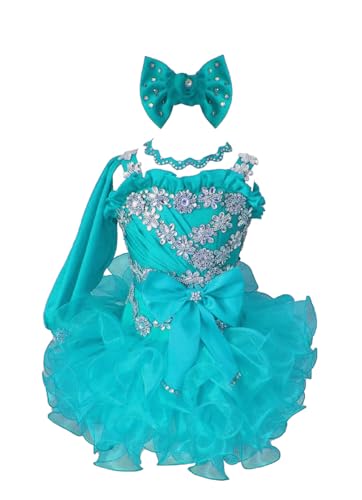 Infant Girls' Cupcake Dress Sequin Beaded Pageant with Bow Knot Toddler Pageant Girl's Princess Dress