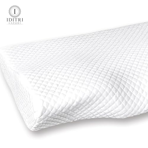 Image of Cervical Support Pillow, Rebound Memory Foam Ergonomic Contour for Neck Pain, 48 x 30 x 9 cm, Breathable Skin Friendly Fabric, Orthopedic Bedding for Side and Back Sleepers,White