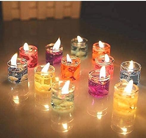 Nrson® Tealight Jelly Candles Colourful Jelly Smokless Candles Diye Deepak for Home Decor Diwali Decoration Spa Birthdays Party Festivals - Set of 12 Pieces 2