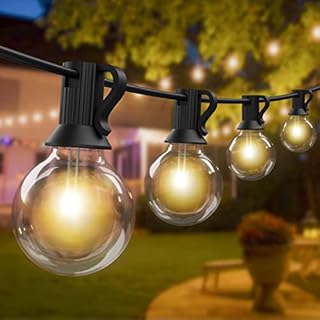 Outdoor String Lights Mains Powered, 41Ft/12.5M G40 Garden Festoon Lights, 25+2 Shatterproof LED Bulbs, Waterproof Hanging Outside Lights for Garden Patio Pergola Bar Yard Wedding Party (Warm White)