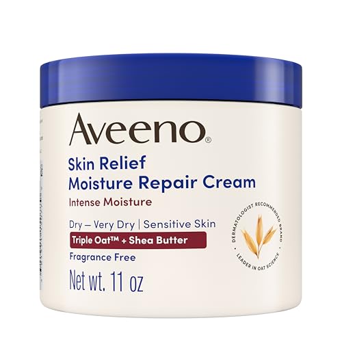 Aveeno Skin Relief Intense Moisture Repair Body Cream with Triple Oat & Shea Butter Formula, Helps Relieve & Restore Extra-Dry Skin with Long-Lasting Moisture, Fragrance-Free, 11 oz
