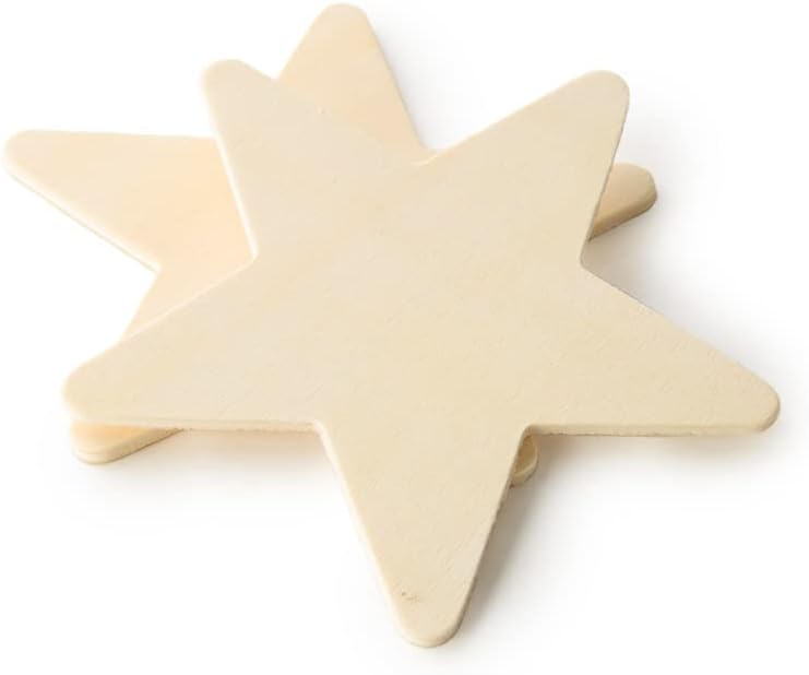 50 Pcs of 4" x 1/8" Plywood Star Cut Outs 4" Tall x 4" Wide x Approx 1/8" Thick Made from Birch Plywood