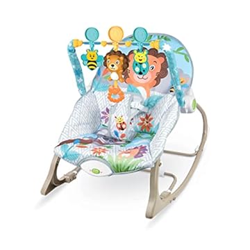 Maxibaby Cadeira de Descanso e Balanco Funtime Leão, Cinto 3 Pontos, (Até 18 kgs), Multicolorida