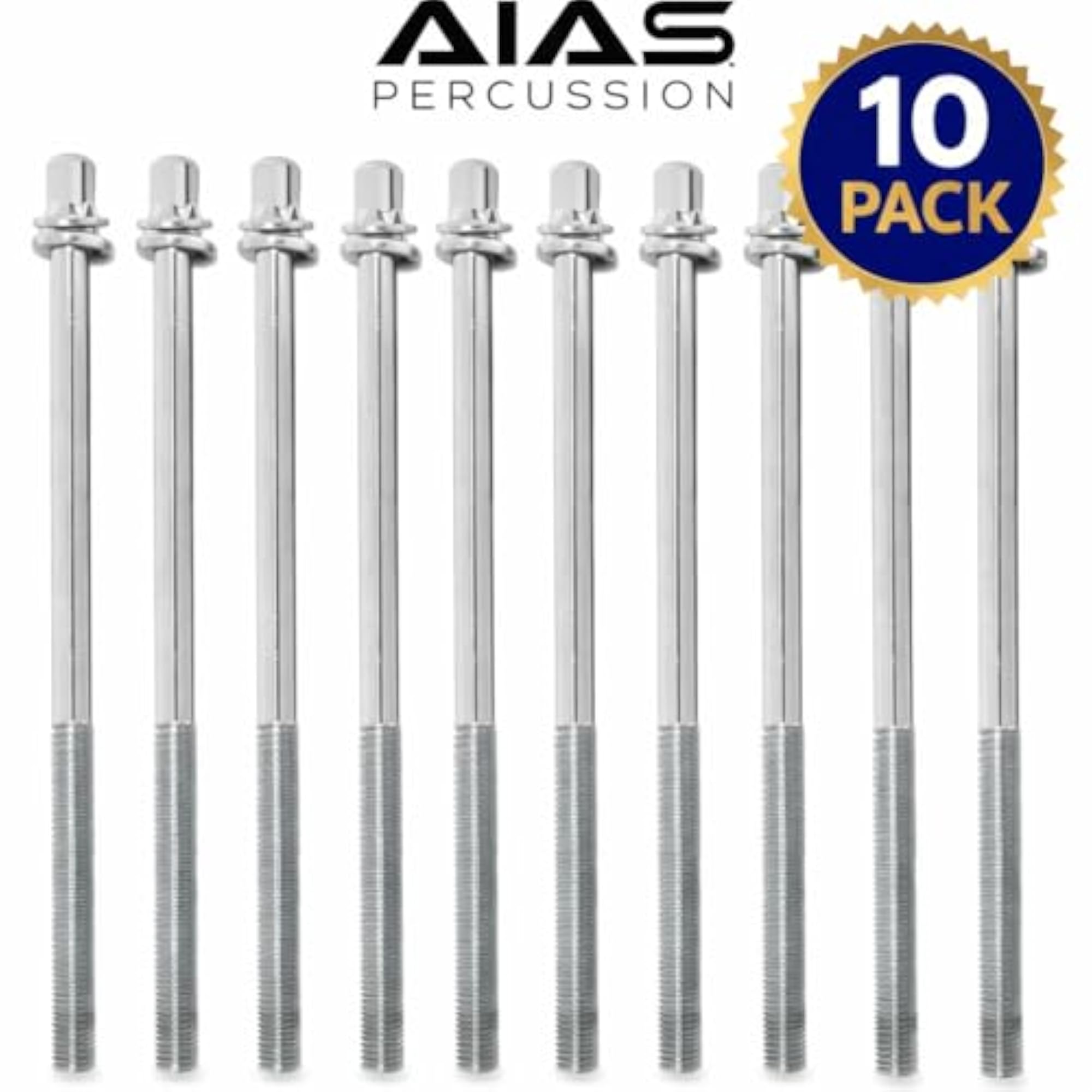 Bass Drum Tension Rods (10 Pack, 4 1/3 Inch)