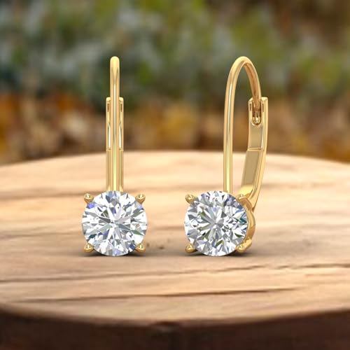 0.40 to 1 Carat Diamond Leverback Drop Earrings in 14K Gold - IGI Certified4