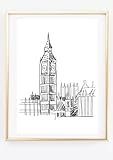 Kunstdruck Din A4 - Big Ben London - Einfach Skizze - Druck 