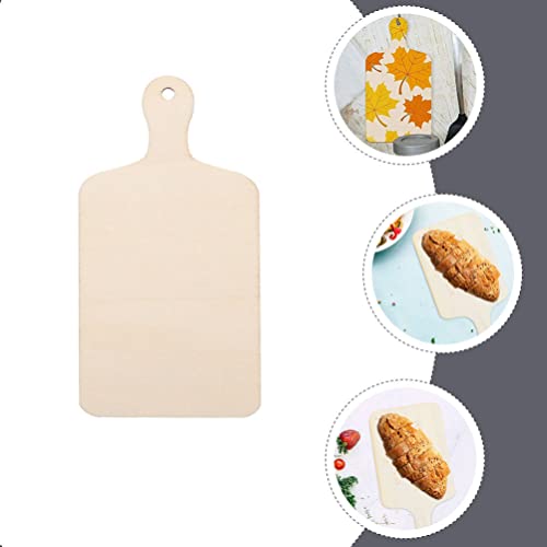 Hemoton - Tabla de Cortar Pequeña de Madera sin Acabar, con Mango, para Manualidades y Juego Creativo, Set de 6 Unidades, Ideal para Queso, Pan y Frutas miniatura 7