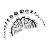 Tailles: 14G/1.6mm, 12G/2mm, 10G/2.4mm, 8G/3.2mm, 6G/4mm, 4G/5mm, 2G/6mm, 0G/8mm, 00G/10mm,2 pi¨¨ces de chaque taille