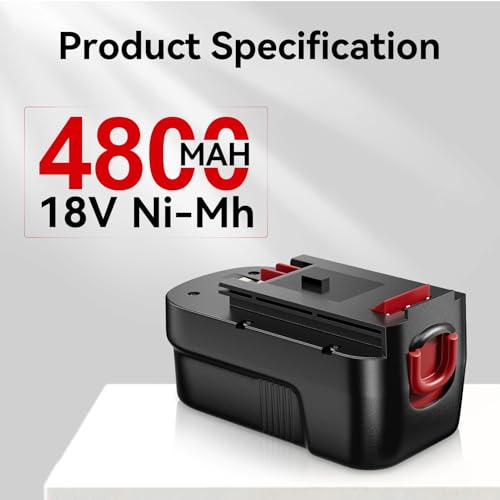 LUMSING 4.8Ah HPB18 Ni-Mh Replacement for Black and Decker 18V Battery HPB18 HPB18-OPE Compatible with Black Decker Battery 18 Volt Tools A1718 FS18FL Firestorm Cordless Power Tool