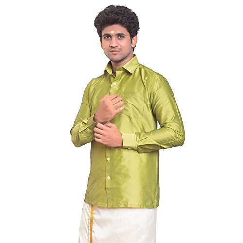 Image of THANGAMAGAN Men's Regular Fit Shirt (TF0050136PIGN Pista Green 36)