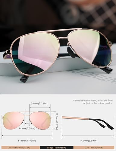 Image of LUENX Aviator Sunglasses for Women Men Polarized Lens Trendy Sun Glasses - UV 400 Protection 60MM with Accessories Driving