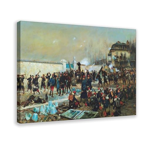 Impression sur toile La Défense de Champigny Edouard Détaille, cadre de qualité supérieure